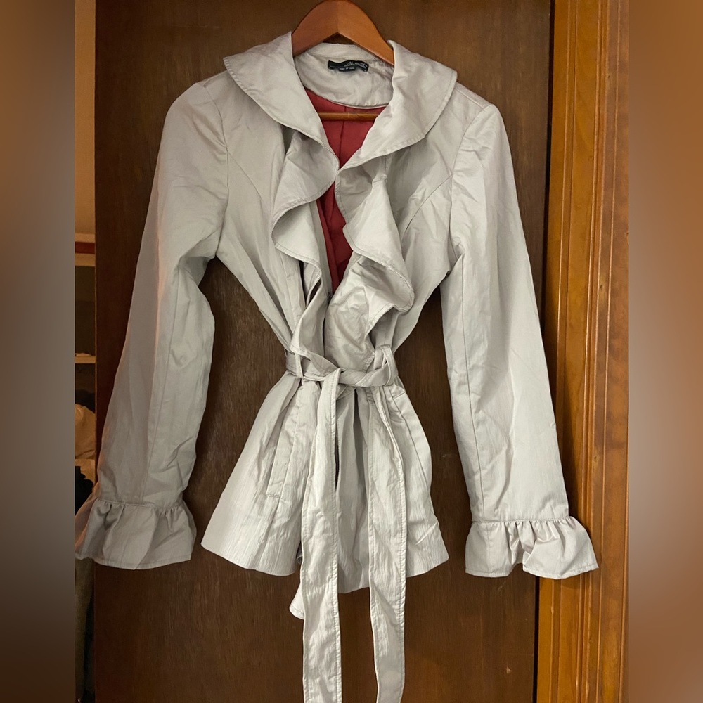 Willi Smith Belted Jacket with Front & Side Ruffles